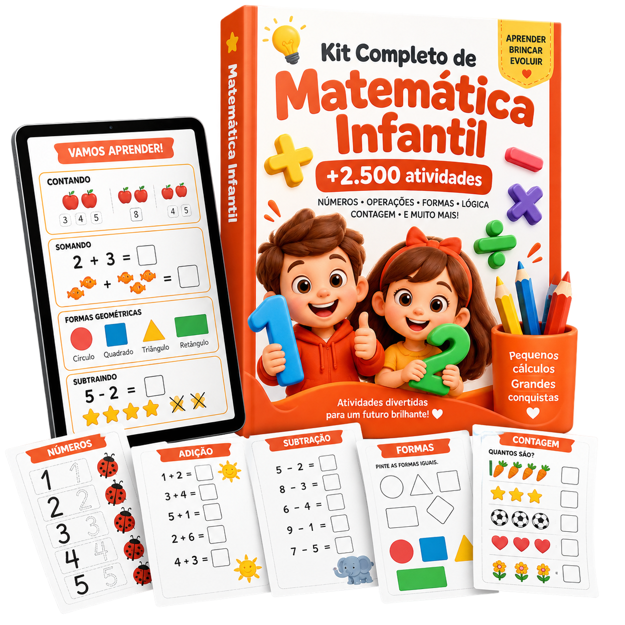 Kit Completo de Matemática Infantil com livro, tablet e atividades
